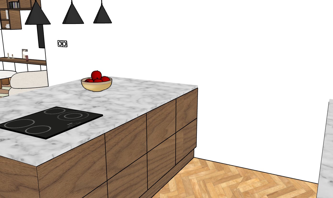 Croquis 3D de la cuisine