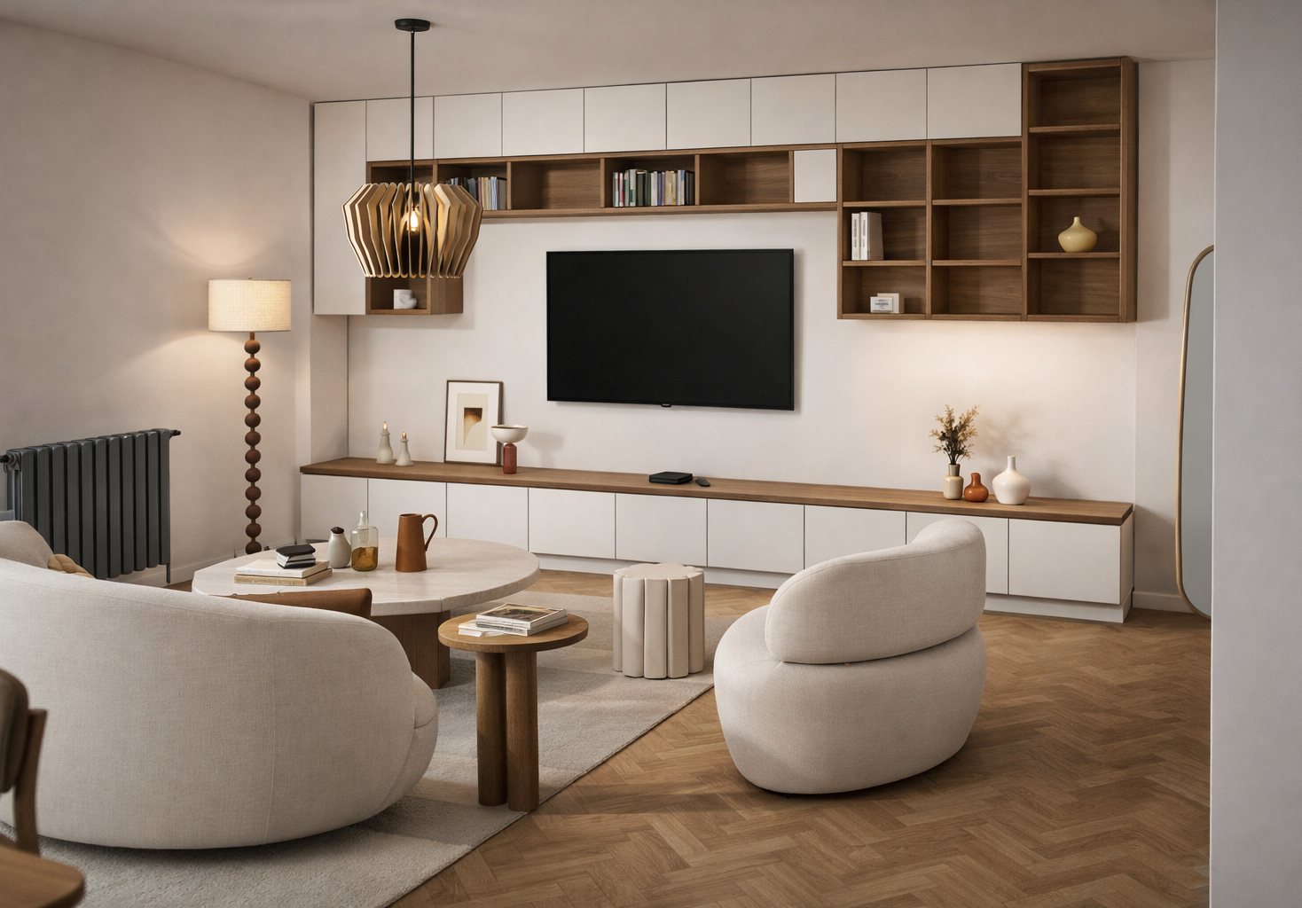Salon avec rangements sur mesure